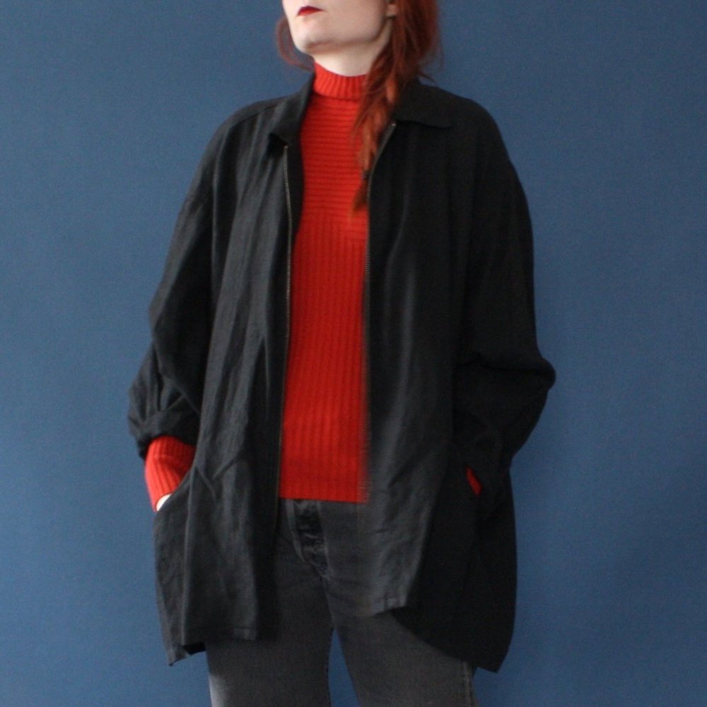 VTG oversized black linen jacket by FLAX - Picture 4 of 8